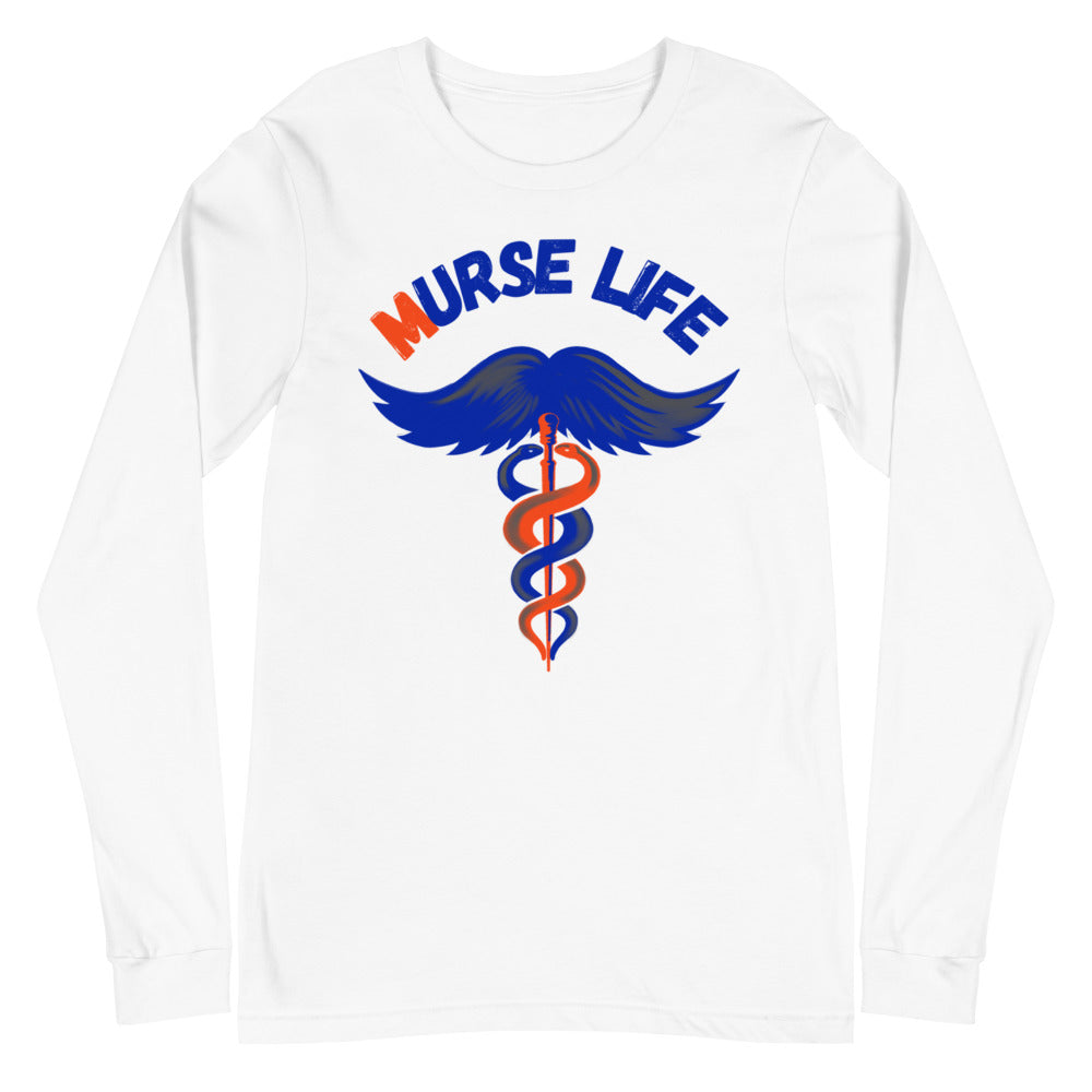 Orange and Blue Long Sleeve Tee Murse Life male nurse, murse life,  murse