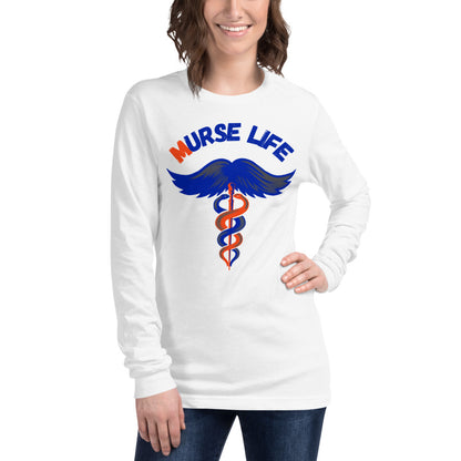 Ladies Orange and Blue Long Sleeve Murse Life male nurse, murse life,  murse